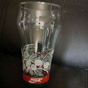 VTG Libbey Coca-Cola Coke Christmas Glass Pine  Cones Holly Snow Classic Shape